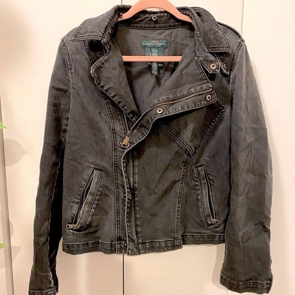 🌷RALPH Lauren🌷 Dark Denim Asymmetrical Zipper Jacket   - Picture 4 of 12